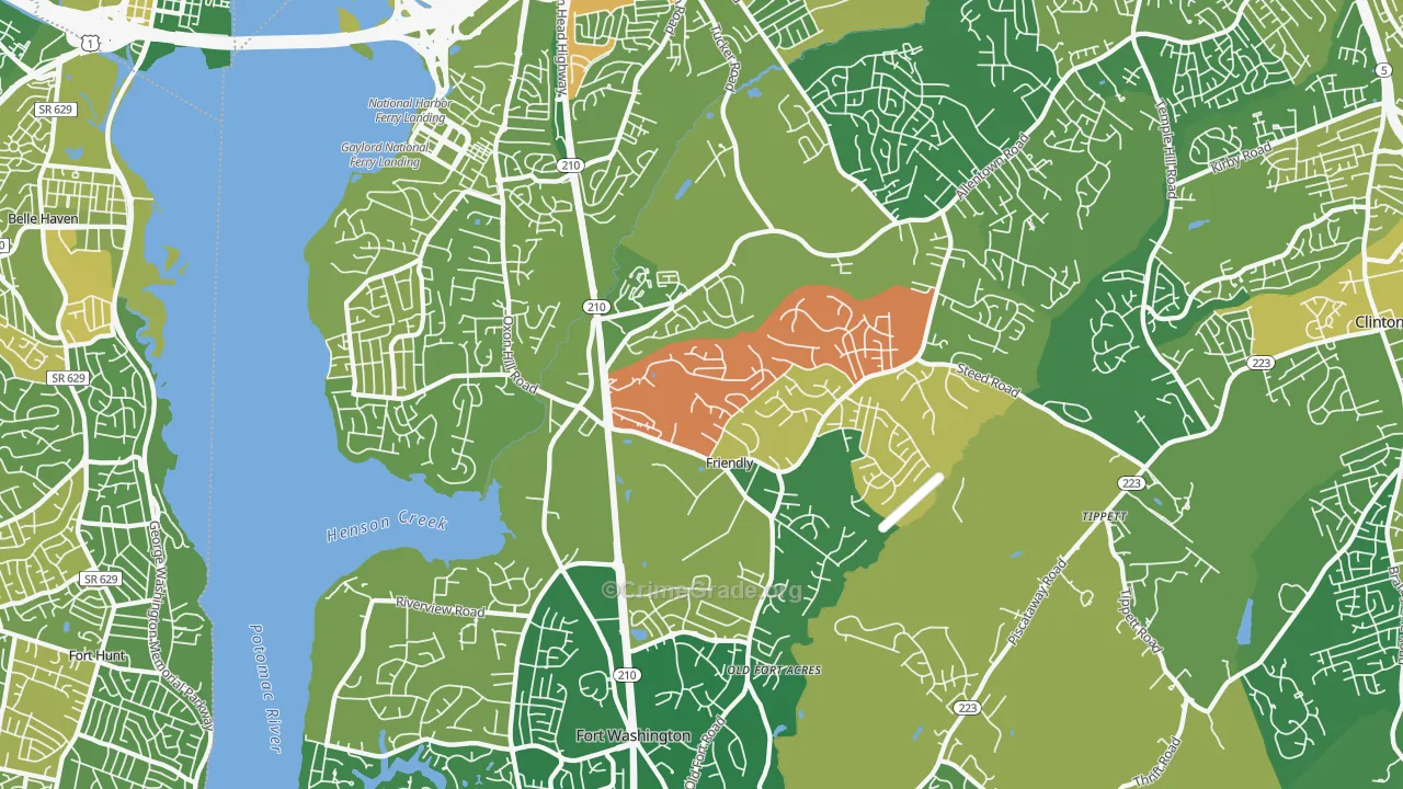 20744, MD Map of Drug-Related Crime Rates