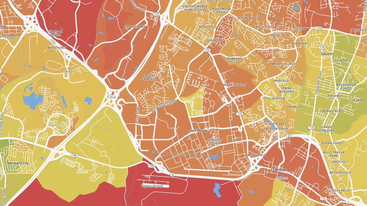 20755, MD Map of Drug-Related Crime Rates