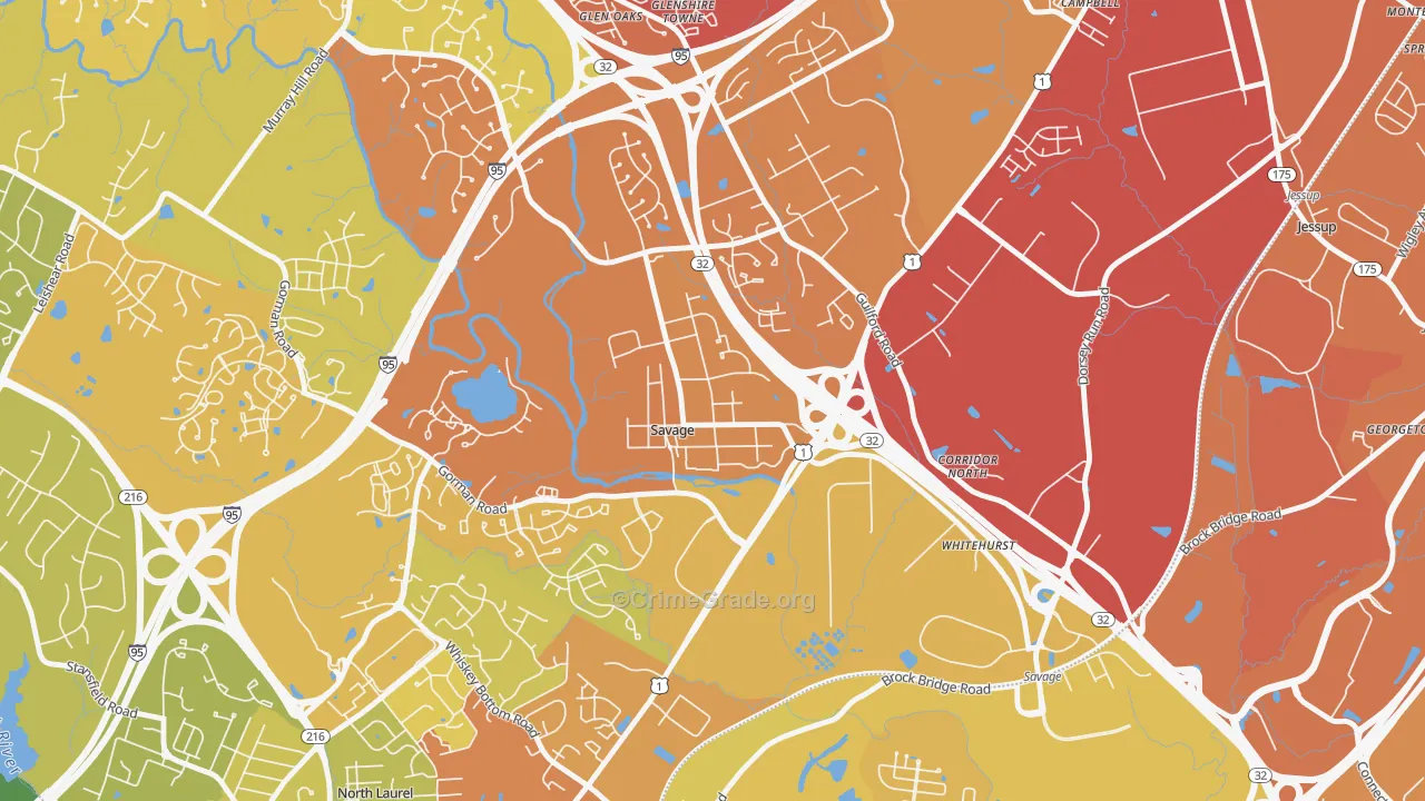 20763, MD Map of Drug-Related Crime Rates