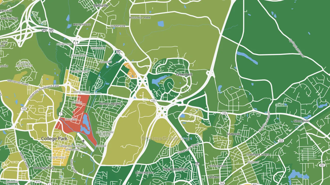 20770, MD Map of Drug-Related Crime Rates