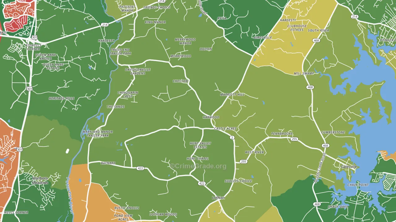 20776, MD Map of Drug-Related Crime Rates