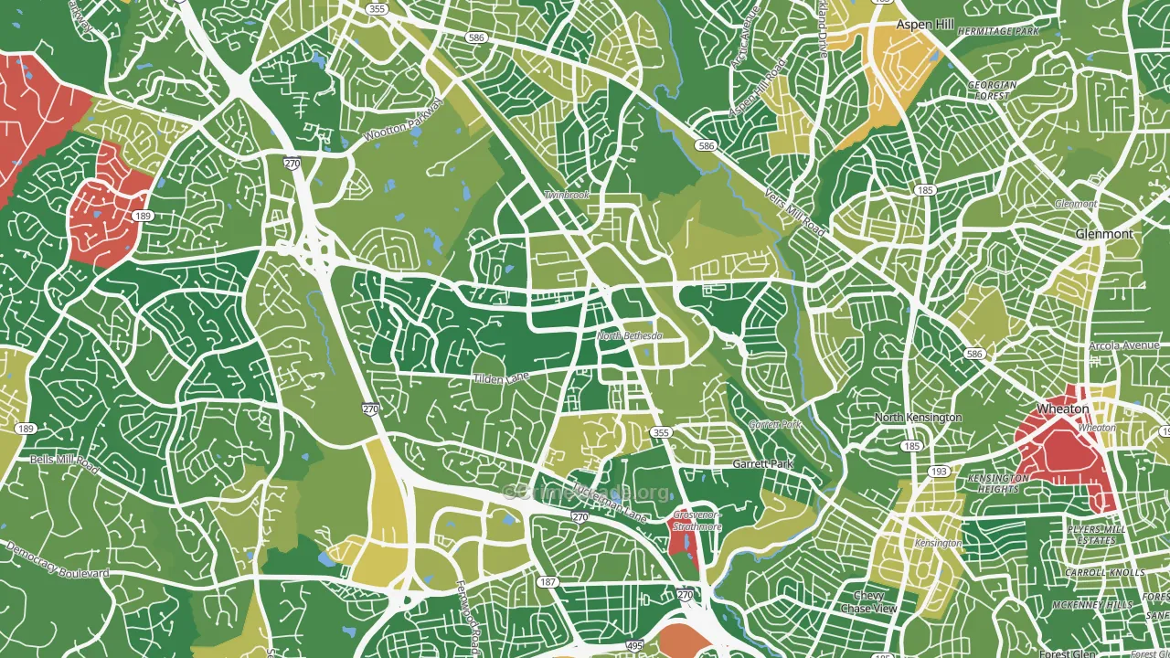 20852, MD Map of Drug-Related Crime Rates