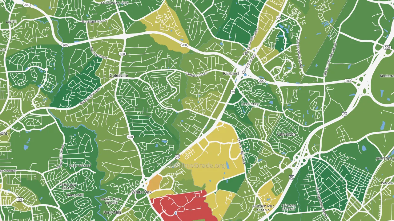 20904, MD Map of Drug-Related Crime Rates