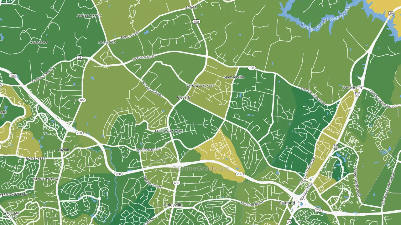 20905, MD Map of Drug-Related Crime Rates