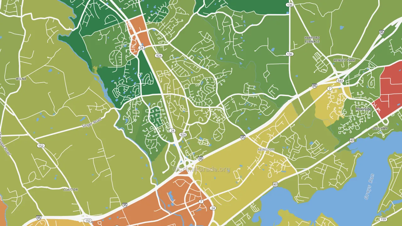 21009, MD Map of Drug-Related Crime Rates