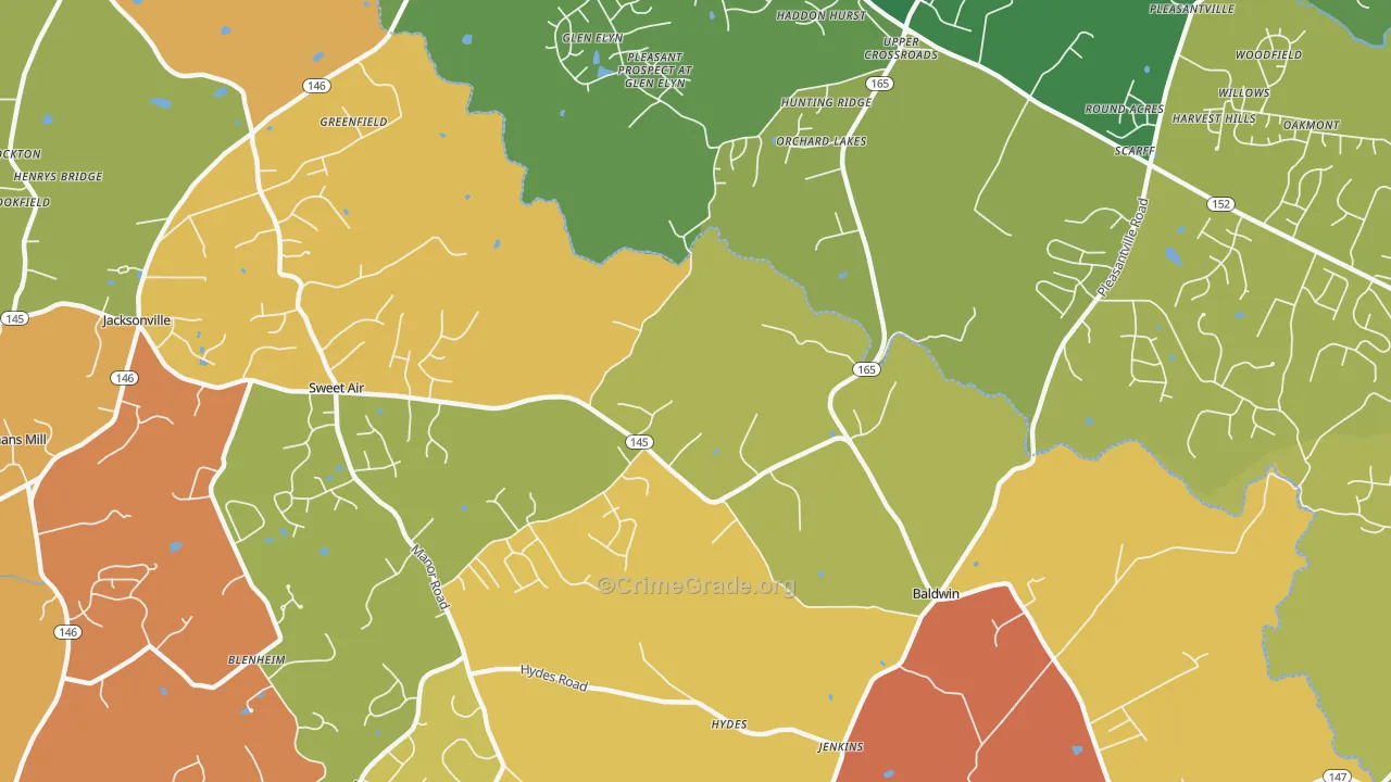 21013, MD Map of Drug-Related Crime Rates