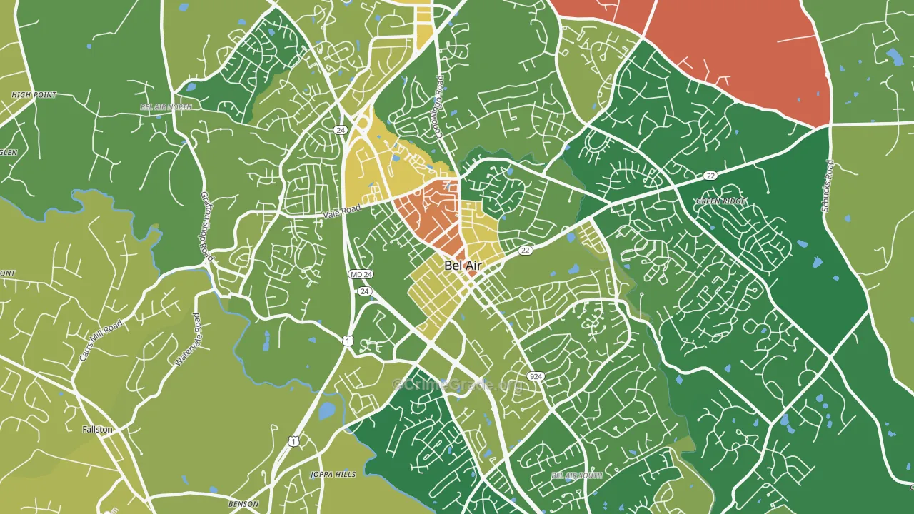 21014, MD Map of Drug-Related Crime Rates