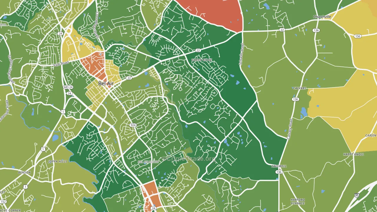 21015, MD Map of Drug-Related Crime Rates