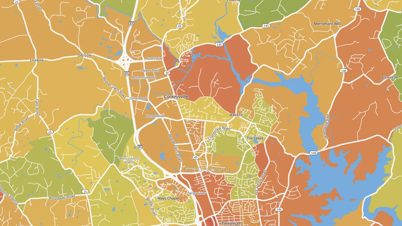 21030, MD Map of Drug-Related Crime Rates