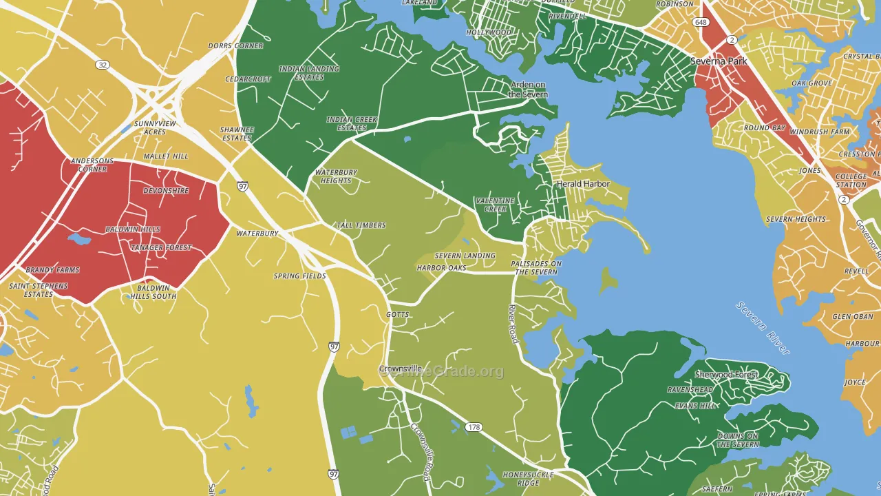 21032, MD Map of Drug-Related Crime Rates