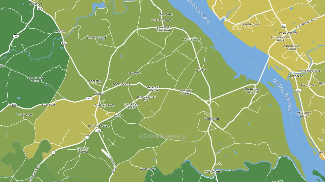 21034, MD Map of Drug-Related Crime Rates