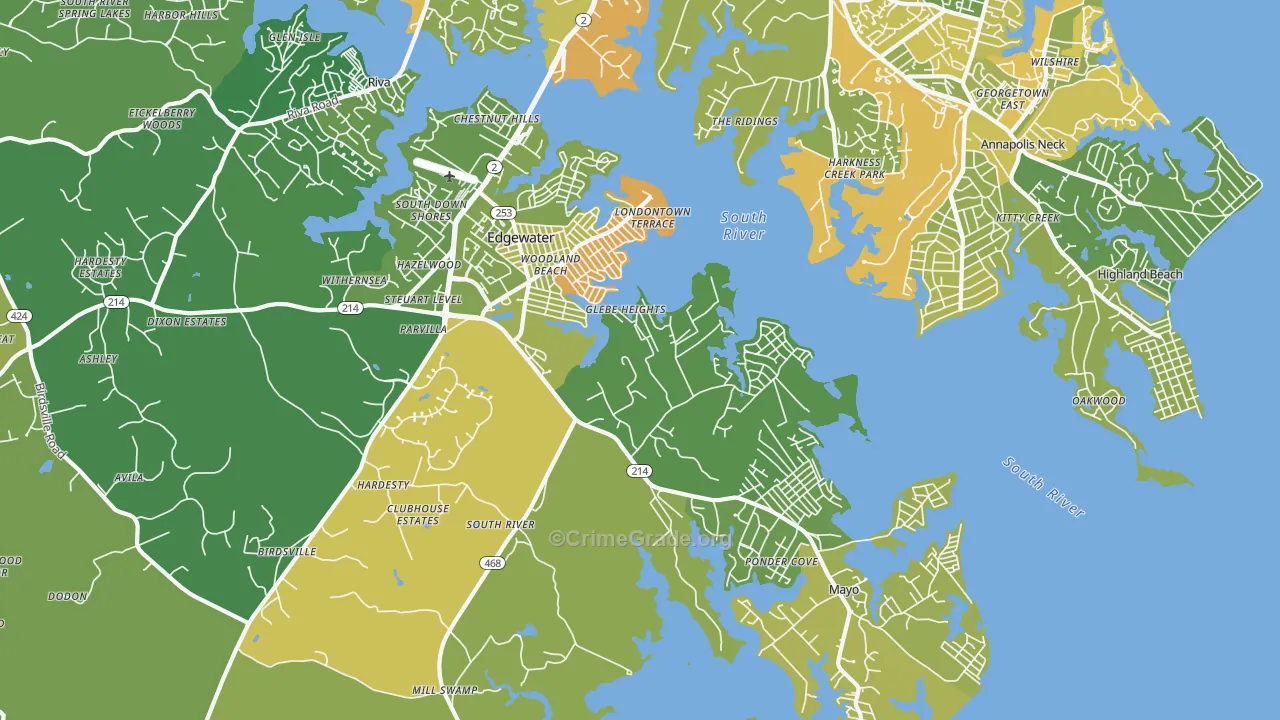 21037, MD Map of Drug-Related Crime Rates