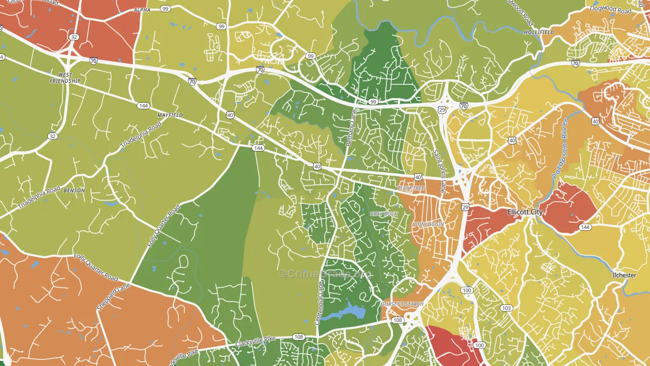21042, MD Map of Drug-Related Crime Rates