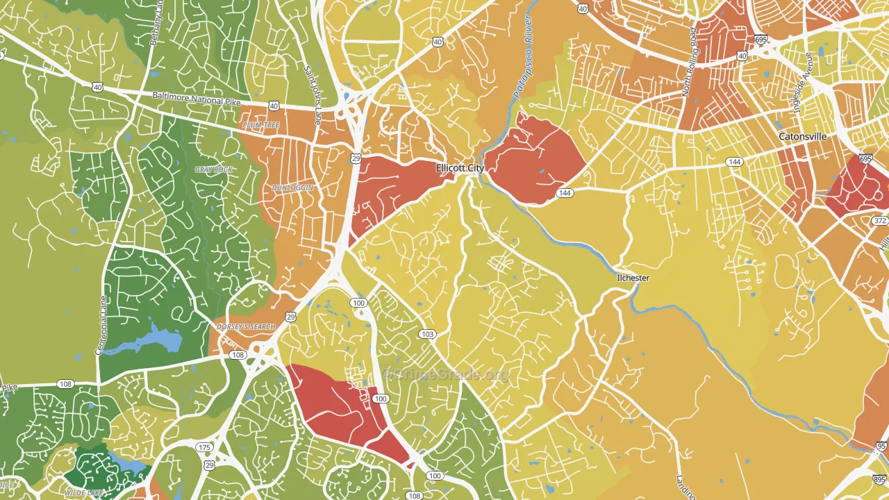21043, MD Map of Drug-Related Crime Rates