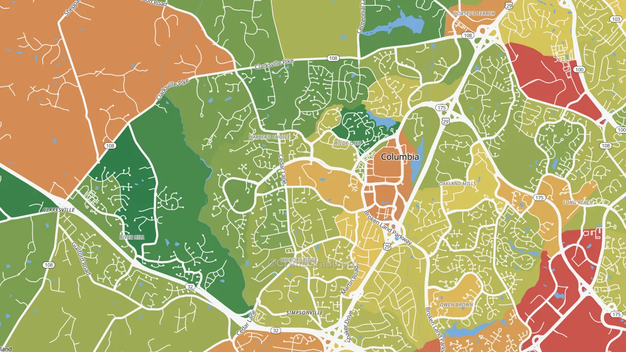 21044, MD Map of Drug-Related Crime Rates