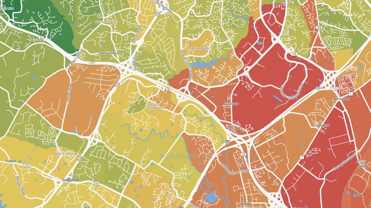 21046, MD Map of Drug-Related Crime Rates