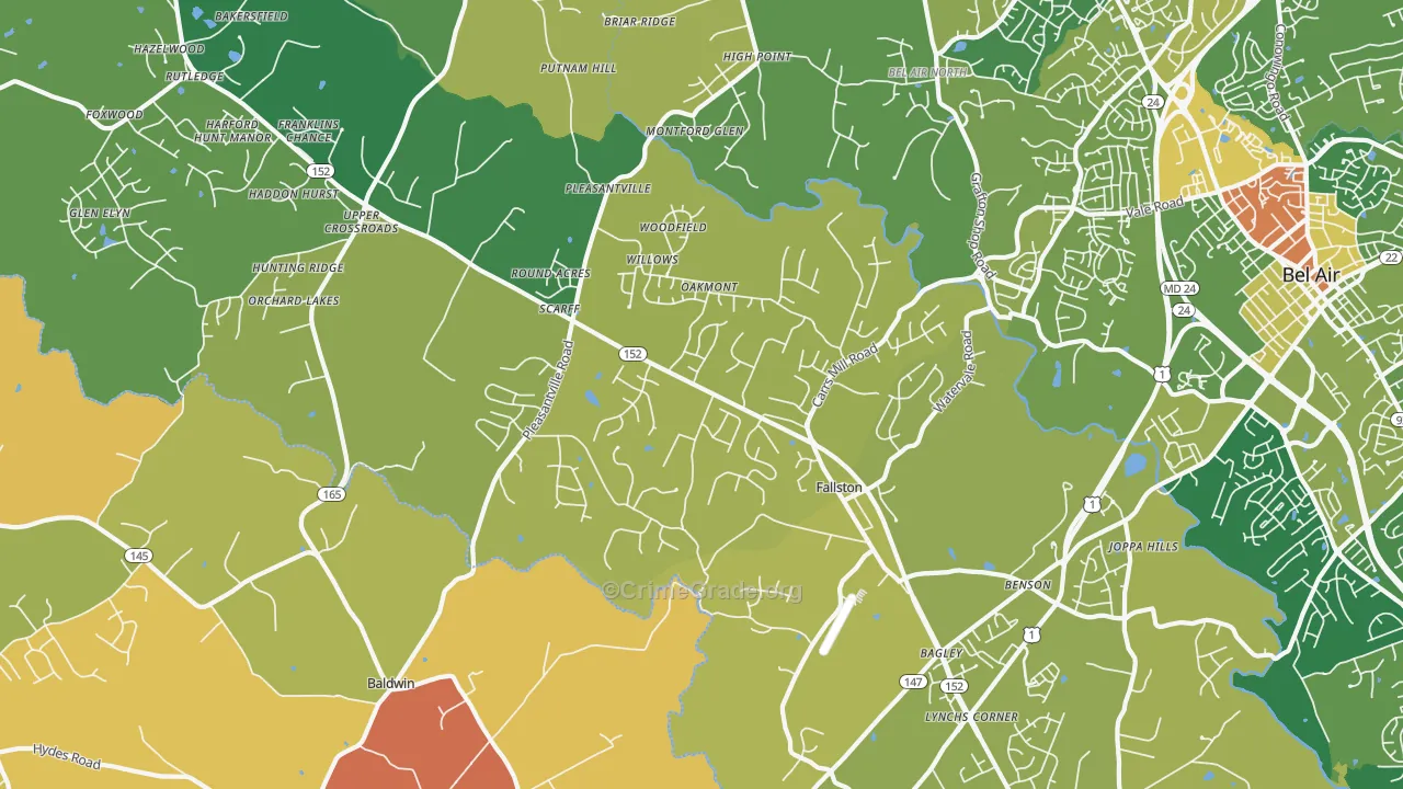21047, MD Map of Drug-Related Crime Rates