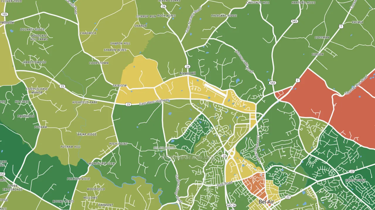 21050, MD Map of Drug-Related Crime Rates