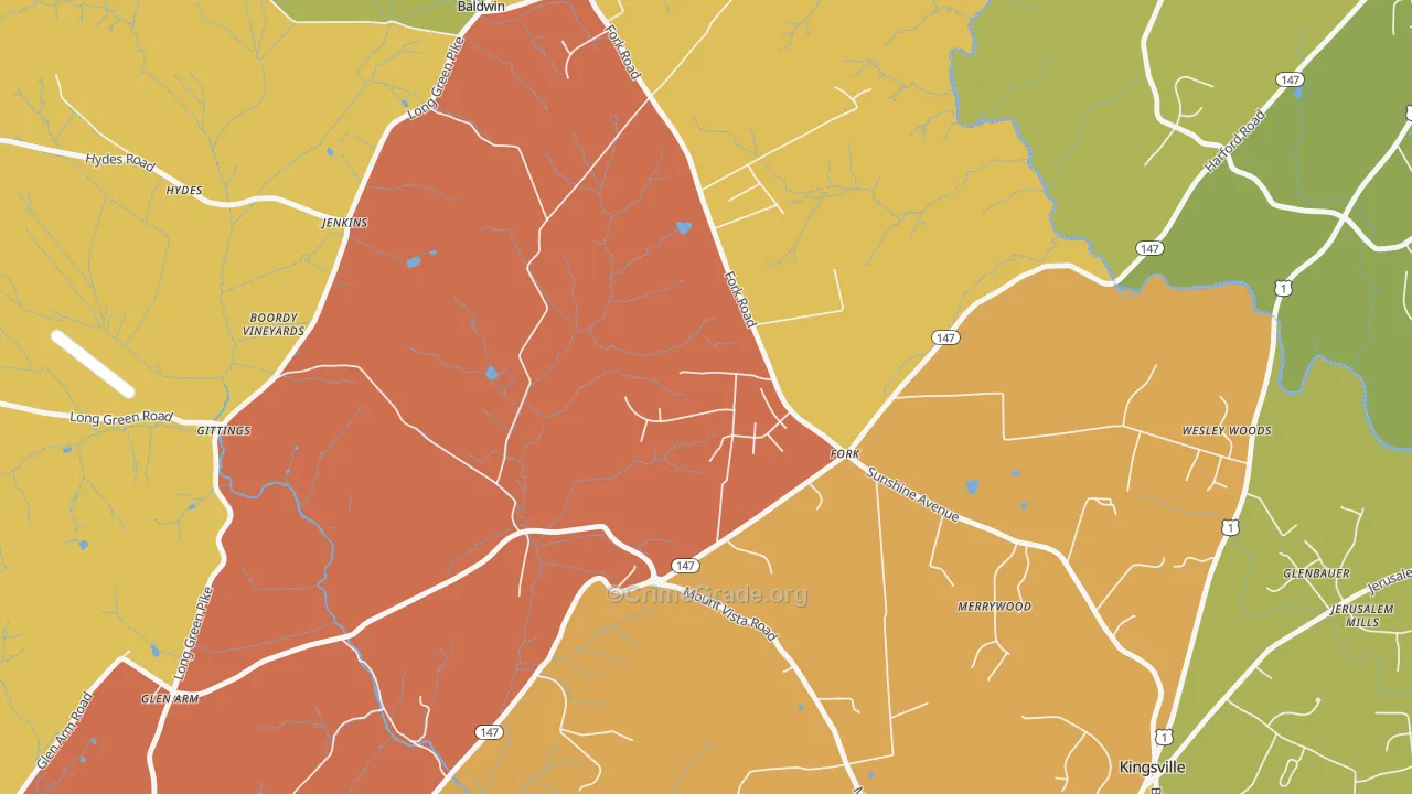 21051, MD Map of Drug-Related Crime Rates