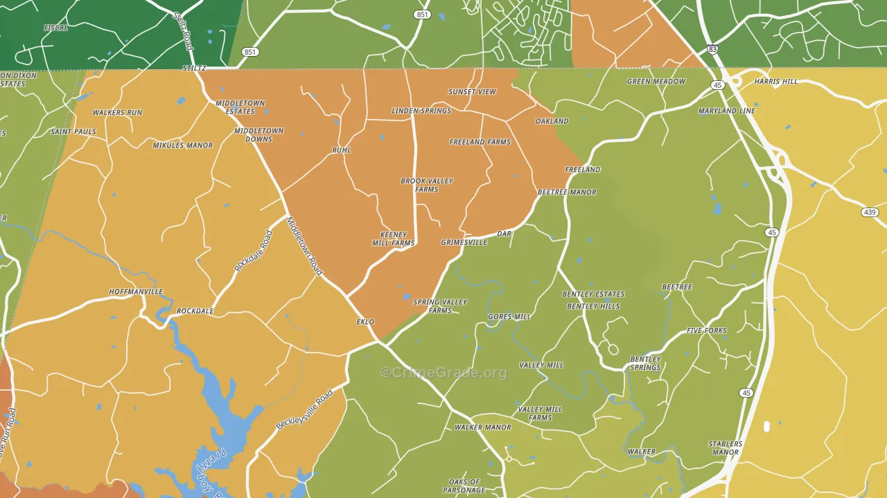 21053, MD Map of Drug-Related Crime Rates