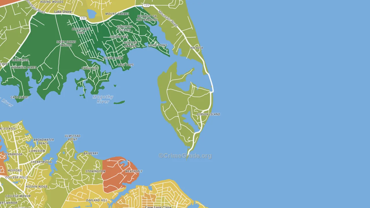 21056, MD Map of Drug-Related Crime Rates