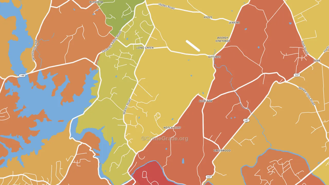 21057, MD Map of Drug-Related Crime Rates