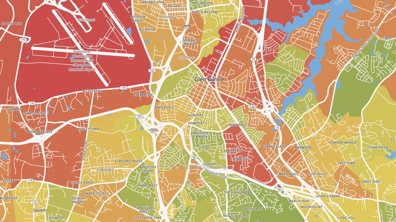 21061, MD Map of Drug-Related Crime Rates
