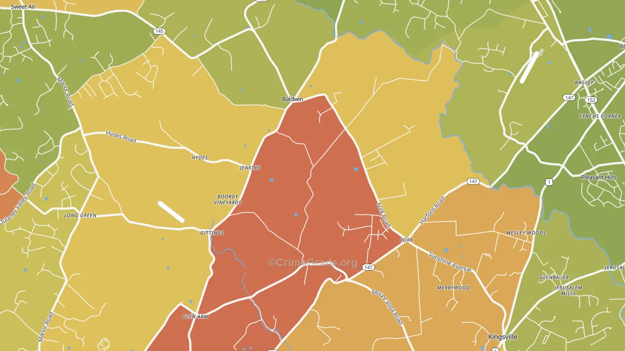 21082, MD Map of Drug-Related Crime Rates