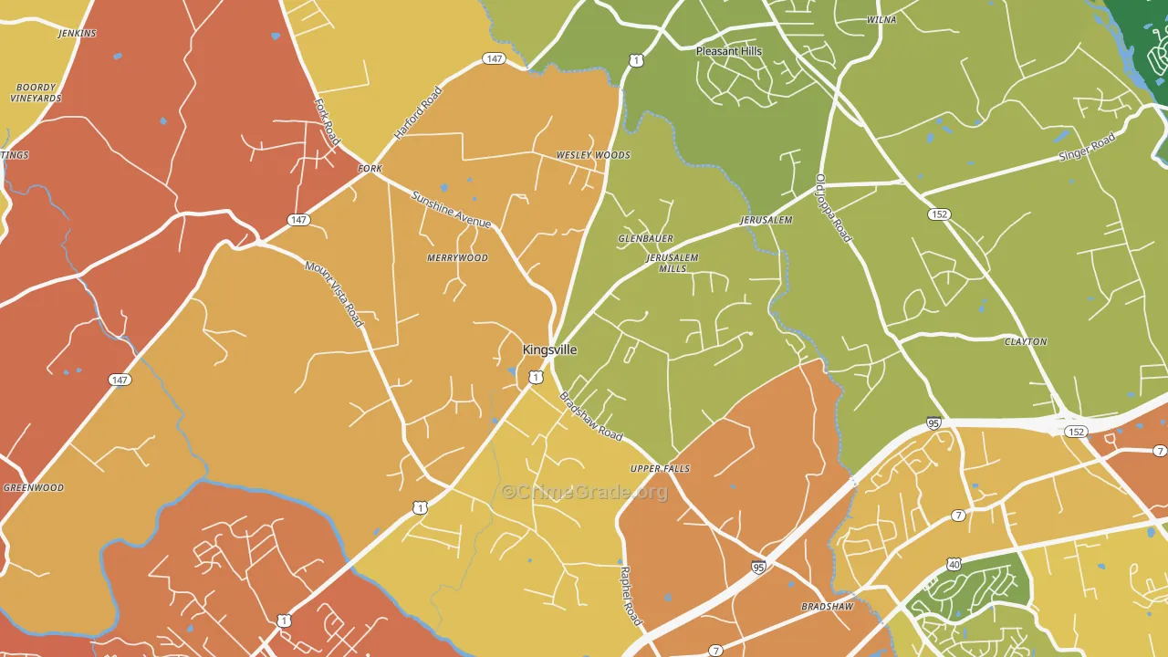 21087, MD Map of Drug-Related Crime Rates
