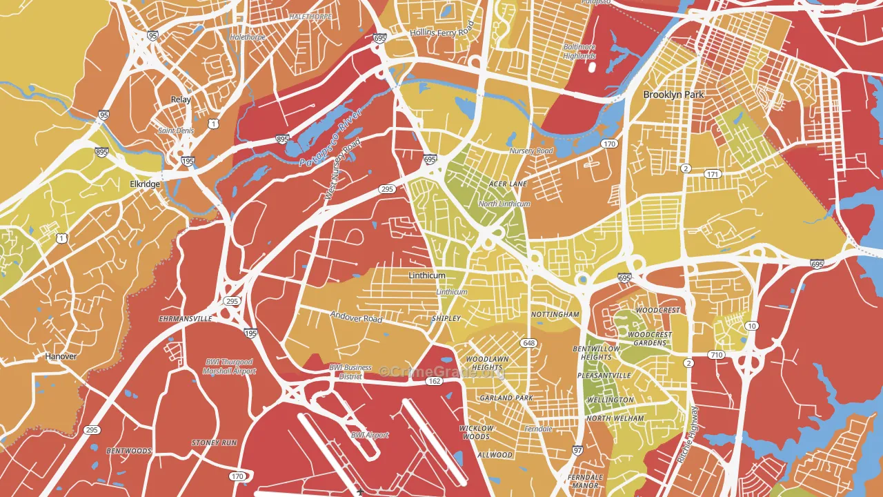 21090, MD Map of Drug-Related Crime Rates