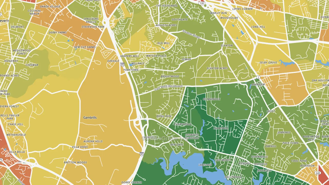 21108, MD Map of Drug-Related Crime Rates