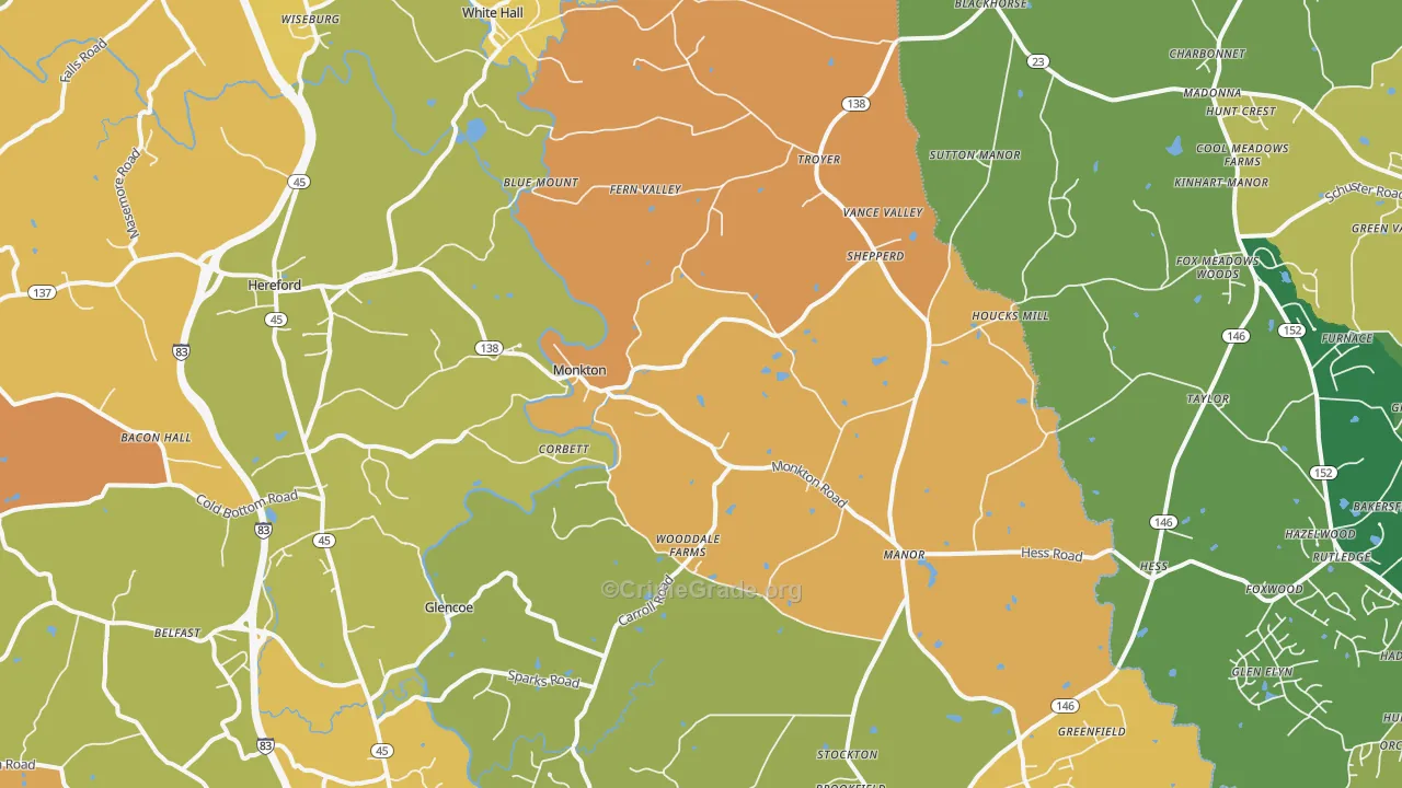 21111, MD Map of Drug-Related Crime Rates