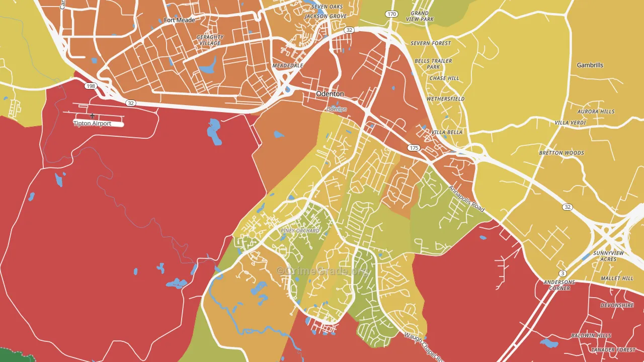 21113, MD Map of Drug-Related Crime Rates
