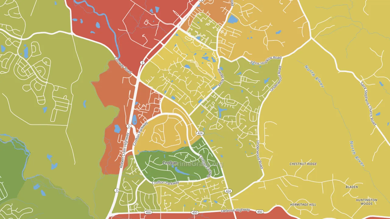 21114, MD Map of Drug-Related Crime Rates