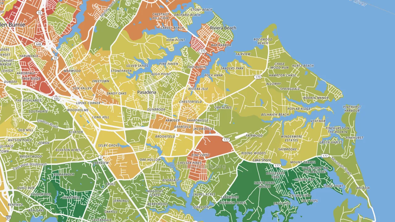 21122, MD Map of Drug-Related Crime Rates