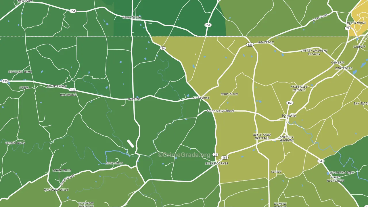 21132, MD Map of Drug-Related Crime Rates