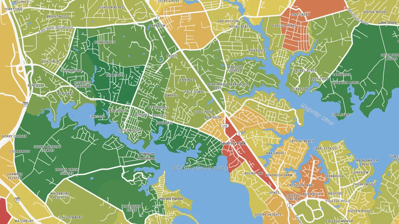 21146, MD Map of Drug-Related Crime Rates