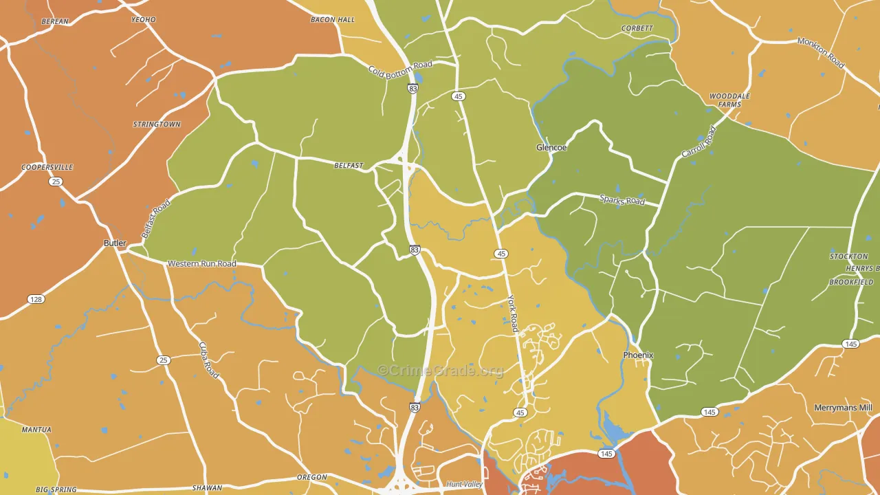 21152, MD Map of Drug-Related Crime Rates