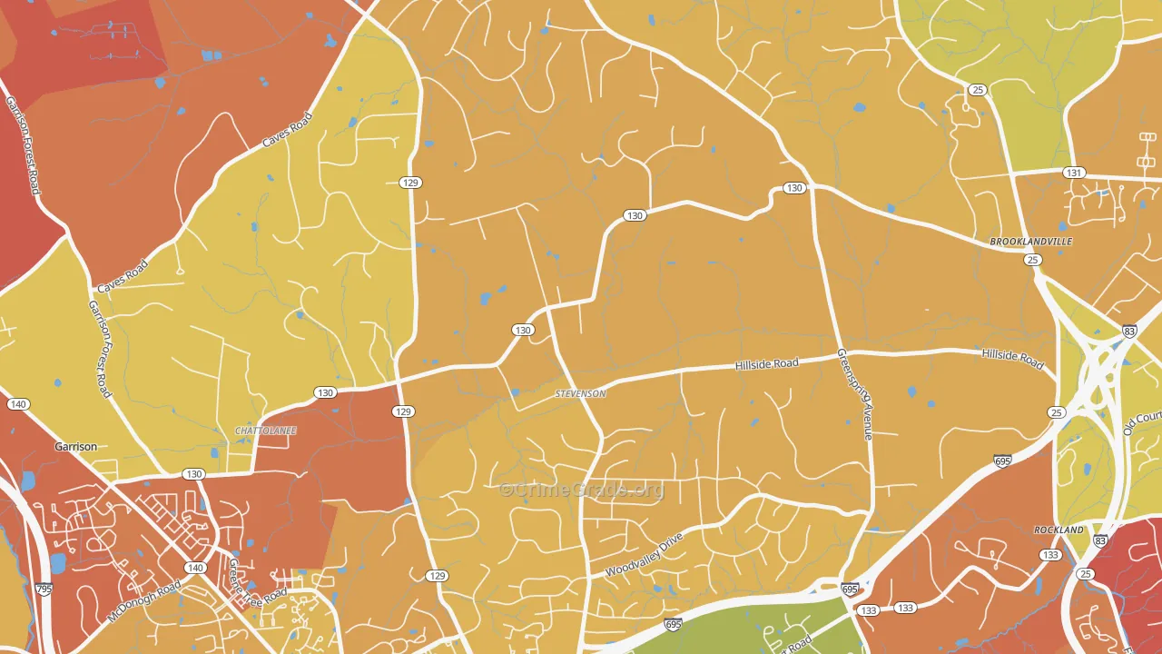 21153, MD Map of Drug-Related Crime Rates