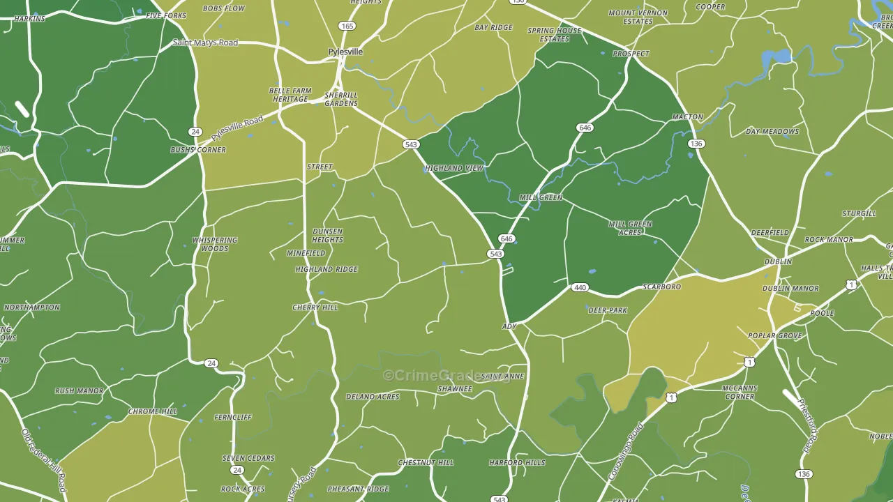 21154, MD Map of Drug-Related Crime Rates