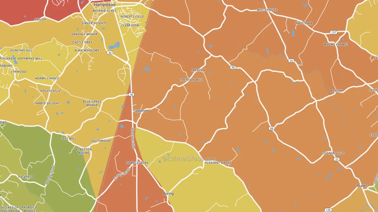 21155, MD Map of Drug-Related Crime Rates