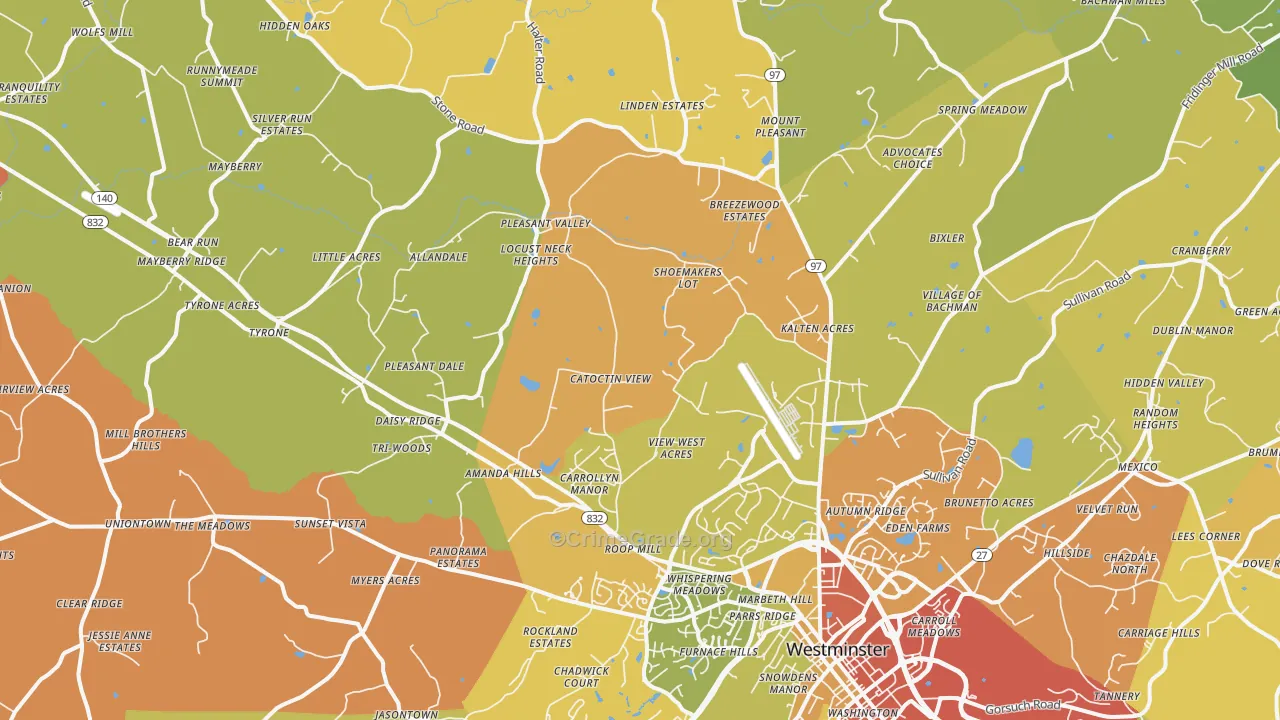 21158, MD Map of Drug-Related Crime Rates