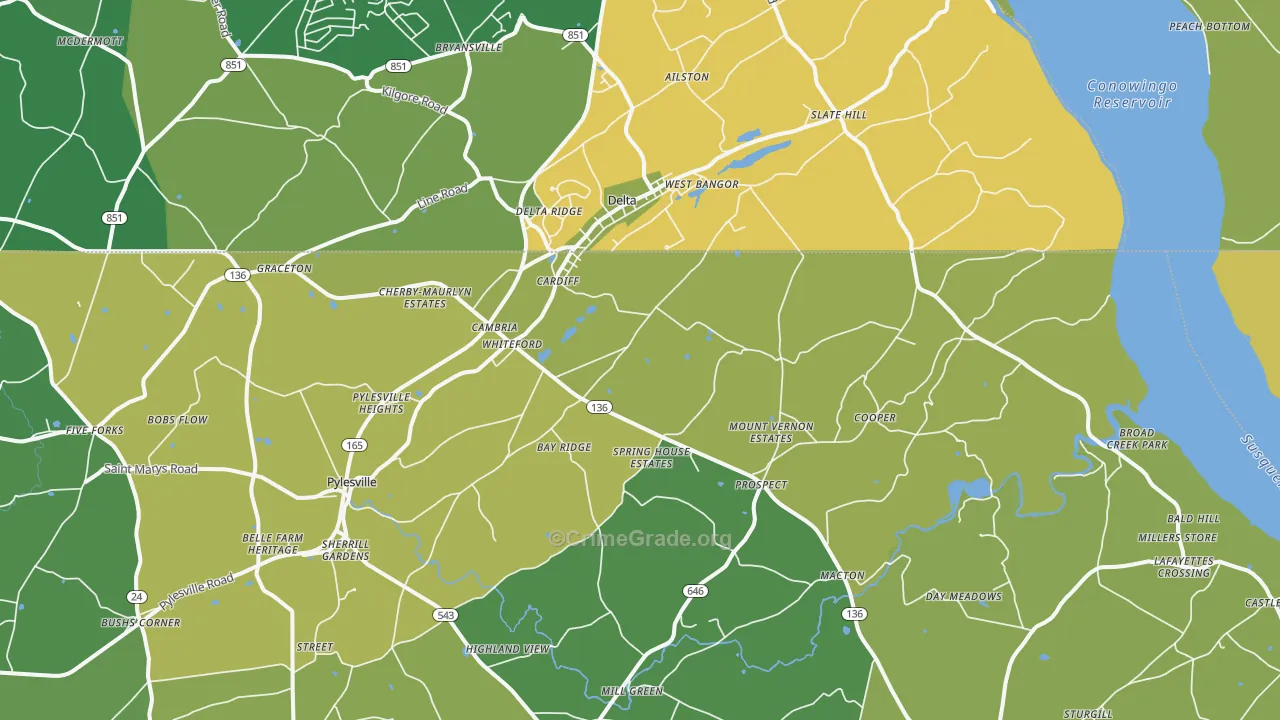 21160, MD Map of Drug-Related Crime Rates