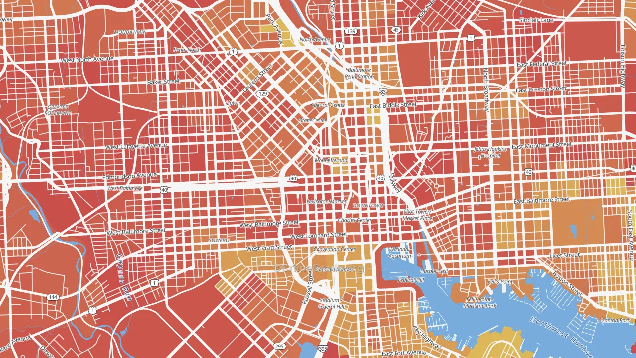 21201, MD Map of Drug-Related Crime Rates