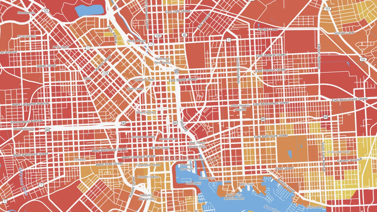 21202, MD Map of Drug-Related Crime Rates