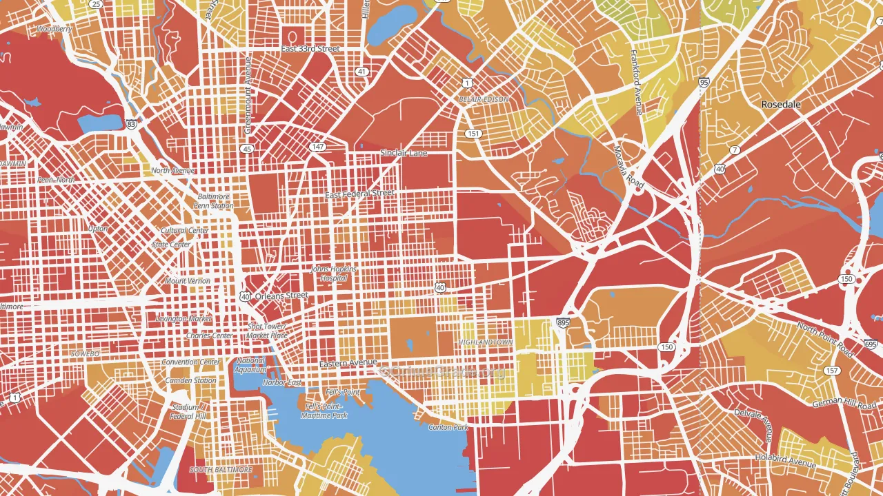 21205, MD Map of Drug-Related Crime Rates