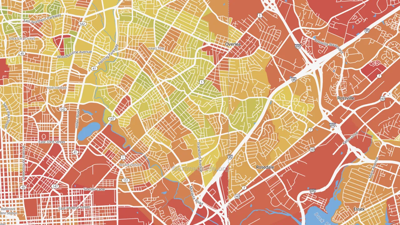 21206, MD Map of Drug-Related Crime Rates