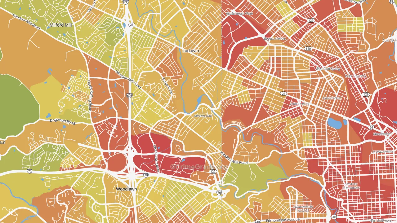 21207, MD Map of Drug-Related Crime Rates