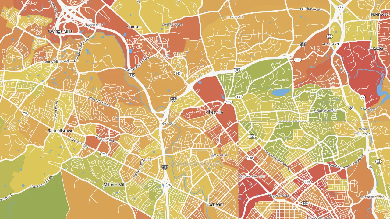 21208, MD Map of Drug-Related Crime Rates