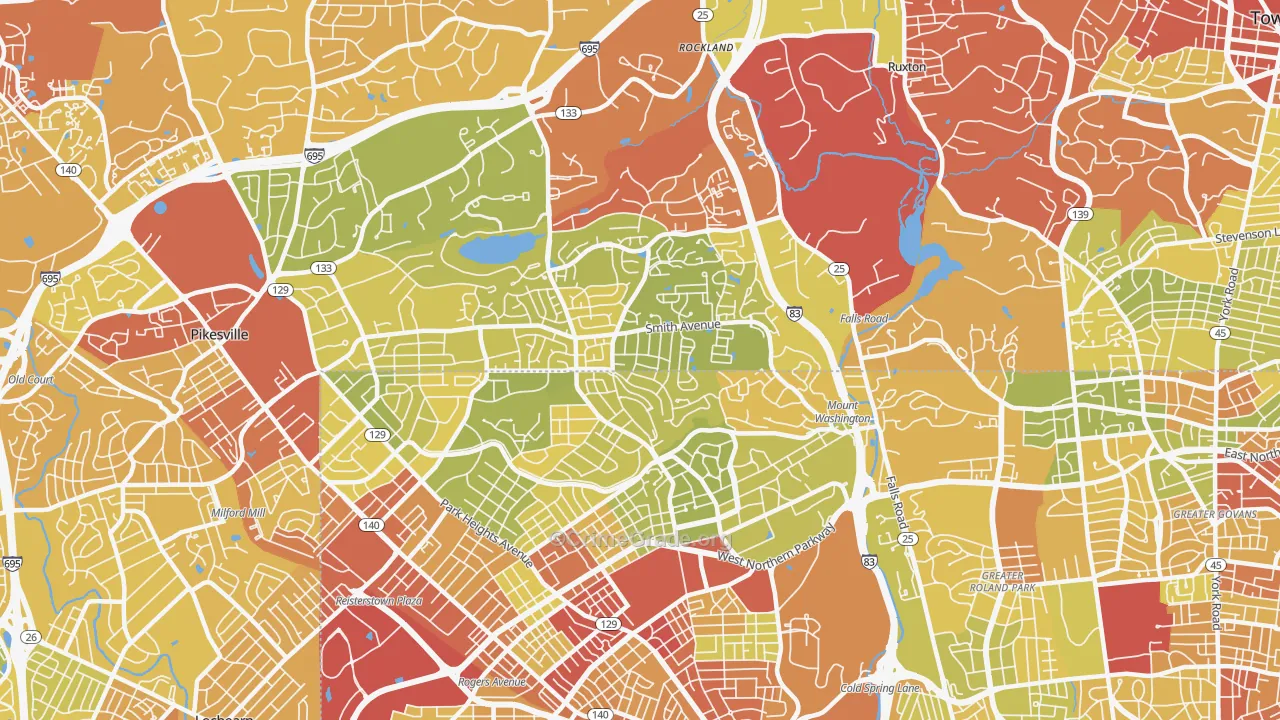 21209, MD Map of Drug-Related Crime Rates
